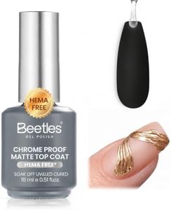 Beetles Matte Gel Top Coat, Chrome-Proof No-Wipe UV Gel for Chrome Nail Art