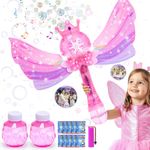 EagleStone Princess Bubble Wands for Kids Girl Toys, LED Light & Music Bubble Machine with 1 Li-ion Battery, 2 Solution Outdoor Party Easter Birthday Toys for Toddlers, 3 4 5 6 7 8 Year Old Girl Gifts