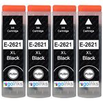 Go Inks 4 Black Ink Cartridges to replace Epson T2621 (26XL Series) Compatible/non-OEM for Epson Expression Premium Printers