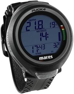 Mares Puck 4 Wrist Dive Computer | Entry-Level Watch-Style One Button Control Underwater Scuba Diving Computer, Black/Black