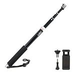 HSU Extendable Selfie Stick，Waterproof Hand Grip for GoPro Hero 12/11/10/9/8/7/6/5/4, Handheld Monopod Compatible with Cell Phones and Other Action Camera