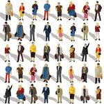 Evemodel P8712 40pcs All Standing Pose Figures Assorted HO Scale Person Model Train Street People Desktop Decoration