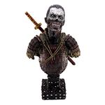 LOOYAR Resin Undead Japanese Samurai Zombie Bust Statue Sculpture Ornament Figurine Craft for Home House Living Room Porch Decoration Office Desk Desktop Table Arrangement Gift (Red)