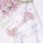 Natural Rose Quartz Stone Roller for Face Nose Eyes Neck and Body Massager for Anti-Wrinkle Anti-Ageing Skin Tightening Sinus Puffy Eyes Relief Helps with Sliming Firming Blood Circulation