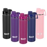 SHO Stainless Steel Sports Water Bottle - Leak Proof, BPA Free, No Sweat, Vacuum Insulated Double Walled Metal Flask - 12 Hours Hot 24 Hours Cold (660ml Very Berry)