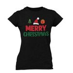 TheYaYaCafe Matching Merry Christmas Printed Family T-Shirt for Christmas (Women_XL) Women