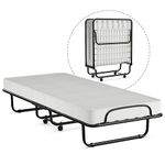 DORTALA Rollaway Folding Metal Bed, Memory Foam Mattress Cot W/Super Sturdy & Heavy Duty Metal Frame, Portable Guest Bed for Home & Office, Easy to Assemble