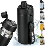 MAXSO Sealed Can Cooler Fizz Lid Can Cover for 12 oz Regular, Slim Skinny Cans & As Thermal Bottle, 4-in-1 Insulated Vacuum Stainless Steel Carbonated Cold Drink Holder - Black