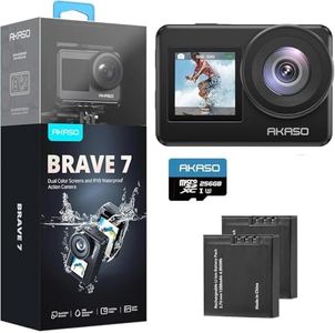 AKASO Brave 7 Action Camera 4K60FPS 20MP with 256GB U3 MicroSDXC Memory Card, Waterproof Camera with Touch Screen IPX8 33FT EIS 2.0 Upgraded Version