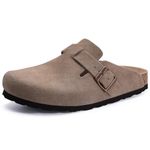 Asgard Women's Suede Clogs Leather Mules Arch Support Potato Shoes with Comfort Cork Footbed Mocha 41