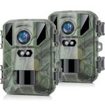 Mini Trail Cameras 2Pack 24MP 1080P Game Camera with Fast 0.2s Motion Activated, Clear 65ft Night Vision Waterproof for Hunting, Wildlife Deer Cam