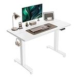 CubiCubi Electric Standing Desk, 48 x 24 Inches Height Adjustable Table, Ergonomic Home Office Furniture with Splice Board, White