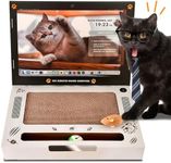 YEIG Cardboard Scratching Laptop for Cats, 3-in-1 Scratching Post with Fluffy Mouse & Bell Ball, Corrugated Cardboard Cat Scratching Pad, Scratching Board for Cat Toy