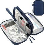 CAAORDKSO Electronic Bag Travel Cable Accessories Bag Waterproof Double Layer Electronics Organizer Portable Storage Case for Cable, USB, Cord, Charger, Phone, Power Bank, Earphone (Navy Blue, Large)