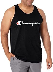 Champion Men's Classic Jersey Tank, Screen Print Script, Black-y07718, Small