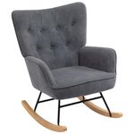 HollyHOME Rocking Chair Armchair Velvet, Relax Chair Comfy Chair Reading Chair Bedroom Chair Living Room Chair Accent Chair Lounge Chair, Dark Grey