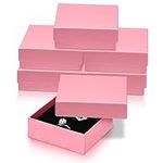 Dawhud Direct Small Jewelry Box - 6-Pack Cardboard Small Gift Boxes with Lids and Black Cushion - Ideal for Earrings, Bracelets, and Necklaces - Jewelry Packaging Boxes - 3.5x3.5x1-Inch (Pink)