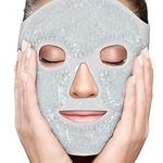 PerfeCore Facial Mask - Get Rid of Puffy Eyes - Migraine Relief, Sleeping, Travel Therapeutic Hot Cold Compress Pack - Gel Beads, Spa Therapy Wrap for Sinus Pressure Face Puffiness Headaches (Grey)