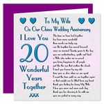 My Wife 20th Wedding Anniversary Card - On Our China Anniversary - 20 Years - Sentimental Verse I Love You