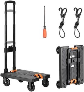 Navaris Folding Sack Truck with Tensioning Straps - Loadable up to 50kg (110 lbs) - Rubber Wheels - Foldable Transport Trolley with Tension Strap - Transport Trolly