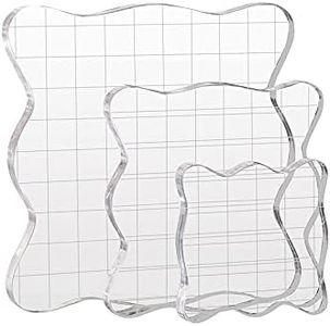 3 Pieces Grid Blocks Tools Stamp Blocks Acrylic Clear Stamping Blocks Tools with Grid and Grip, Decorative Stamp Blocks for DIY Crafts Ornaments Scrapbooking