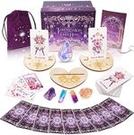 TIRLANO 78 Tarot Cards with Guide Book - Tarot Deck Gift Set with Tarot Cloth, Chakra Stones & Tarot Bag, Purple Tarot Cards Fortune Telling Game Craft Cardboard for Beginners and Expert Readers