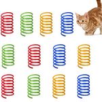 12 pcs Colorful Spring Cat Toys, Cat Spring Toy Spring Toys for Cats BPA Free Plastic Interactive Toys to Kill Time and Keep Fit for Swatting, Biting, Hunting Active Healthy Play Kitten Toys