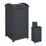 Suncast Outdoor Trash Hideaway, Resin Refuse Container w/Lid, Cyberspace, 30 Gallon Capacity - Stylish Concealed Waste Storage for Patio, Backyard, Deck or Garden, Use 30-33 Gal. Garbage Can Liners