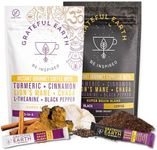 Grateful Earth Mushroom Coffee Bundle, Instant Coffee with Cinnamon, Turmeric, Lion’s Mane Mushrooms, L-Theanine, Chaga, Super Brain Blend For Energy & Immune Support, Dairy & Gluten Free, 2 Bags, 40