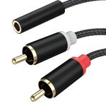 Froggen RCA to 3.5mm Adapter 2 Phono Male to Female Mini Jack Cable Y Splitter Connector Headphone Stereo Audio Lead Compatible with iPhone Tablet Soundbar Hi-Fi Speaker Amplifier Car Turntable Mixer