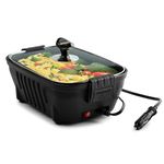 ZONETECH 12V Personal Roaster with Glass Lid Portable Non-Stick 11.5-inch Pan Stay-Cool Handles, Rapid Heat Up, Portable, Perfect For Camping, Picnic and more