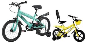 Lifelong LLBC1603 Mybuddy Kids Cycle 16T with Support, 9.5'' Steel Frame (Sea Green) LLBC1401 Juniors Ride Kids Cycle 14T with ‎Training Wheel(Yellow)