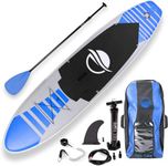 Serene Life SereneLife Premium Inflatable Stand Up Paddle Board (6 Inches Thick) with SUP Accessories & Carrying Storage Bag, Wide Stance, Bottom Fin for Paddling, Surf Control, Non-Slip Deck, Youth & Adult, Blue