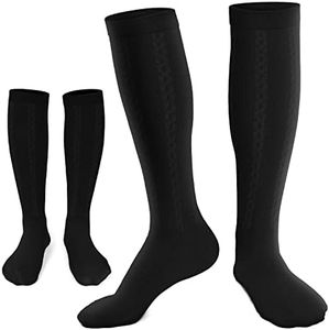 2 Pairs Compression Socks for Women and Men, 30-40 mmHg Compression Stockings for Swelling, Nurse, Flight(Black Black, Large-X-Large)