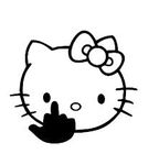 TAMZAM - Hello Kitty with Middle Finger Funny Decal Vinyl Sticker Black Cars Trucks Vans SUV Laptops Walls Glass Metal - 5.5 inches