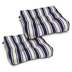 Classic Accessories 62-201-014602-2PK Water-Resistant Square, 19 x 19 x 5 Inch, 2 Pack, Navy Sedona Stripe Patio Seat Cushion