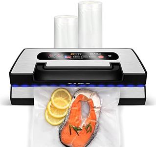 SEATAO VH5188 Automatic Vacuum Sealer Machine, 90kPa Multifunction Commercial Food Vacuum Sealer Machine Preservation, Dry & Moist & Food & Extended Modes, Starter Kit with Built-in Roll Storage & Cutter, Handle Locked Design, LED lights, Double Seal