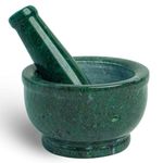 HANDICRAFT BAZAAR Marble Mortar and Pestle Green 5 Inch | Imam Dasta, Kharal, Kundi, Okhli