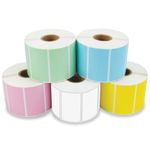 Spartan Industrial 2.25" X 1.25" Direct Thermal 5 Colors | Sticker Labels Perforated Barcode Address Labels | Barcode Labels - Compatible with Rollo & Zebra Desktop Printers - 5 Rolls, 1000/Roll