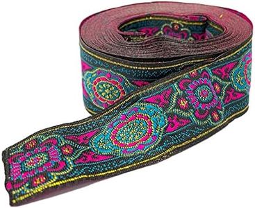 Csirnto Ruban Jacquard Vintage 7m Floral Tissé Brodé Ruban Frange de Garniture en Tissu pour Accessoires de Vêtements Fournitures Embellissement Artisanat