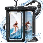 JETech Waterproof Phone Pouch, Water Proof Case for iPhone 16 15 14 13 Pro Max Plus, for Samsung Galaxy S24 S23 Ultra and Others up to 7.2 Inch, IPX8 Dry Bag with Lanyard, 2 Pack (Black+Black)