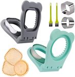 LEPCY Uncrustables Sandwich Maker Sealer Cutter, Crustless Sandwich Cutter, PB&J Uncrustable Maker - Grey Square Shape + Blue Round Shape