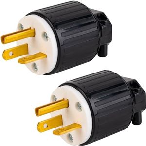 BlueStars NEMA 6-20P Straight Blade Electrical Male Plug, 20 Amp, 250 Volt, 2 Pole, 3 Wire Grounding, Industrial Grade, Heavy Duty, UL Listed, (Pack of 2)