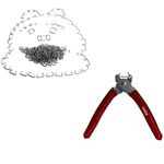 HARDK Hog Ring Pliers Set Straight,300 PCS Galvanized Hog Rings - Professional Upholstery Hog Rings Installation Kit