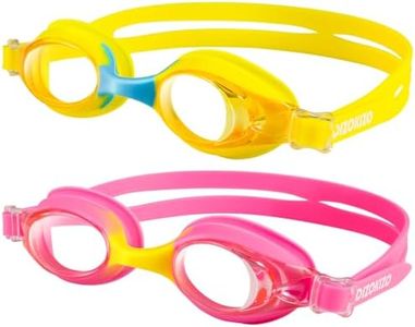 Dizokizo 2 Pack Kids Swimming Goggles Anti-Fog UV Protection NO Leaking Clear Vision Swim Goggles for Kids Age 4-16 Years Rose/Yellow