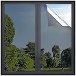 rabbitgoo One Way Window Film Daytime Privacy Window Tint Film for Home and Office, Static Cling Heat Control Anti UV Sun Blocking Reflective Mirror Vinyl (Black Sliver, 17.5 Inch x 6.5 Feet)