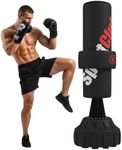 SPORTNOW 5.7ft Freestanding Punching Bag, Heavy Boxing Bag with Stand for Adults, Boxing Equipment with Height Adjustable Strike Pad, Hand Wrap, Suction Cup Base for Karate Taekwondo MMA Kickboxing
