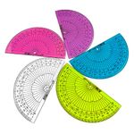 Ashton and Wright - 180 Degree Protractor - 10cm - Lightweight School Protractors (Transparent Mixed, Pack of 5)