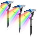 3Pcs Solar Spot Lights Outdoor Garden 20 LED Color Changing RGB Solar Garden Lights Landscape Spotlight IP67 Waterproof Wall Light Solar Uplighters Christmas Decor for Pathway, Patio, Gate, Fence