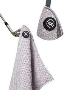 Magnetic Golf Towel for Golf Bags - Microfiber Golf Towels for Men & Women - Waffle Golf Bag Towel with Magnet (Gray)